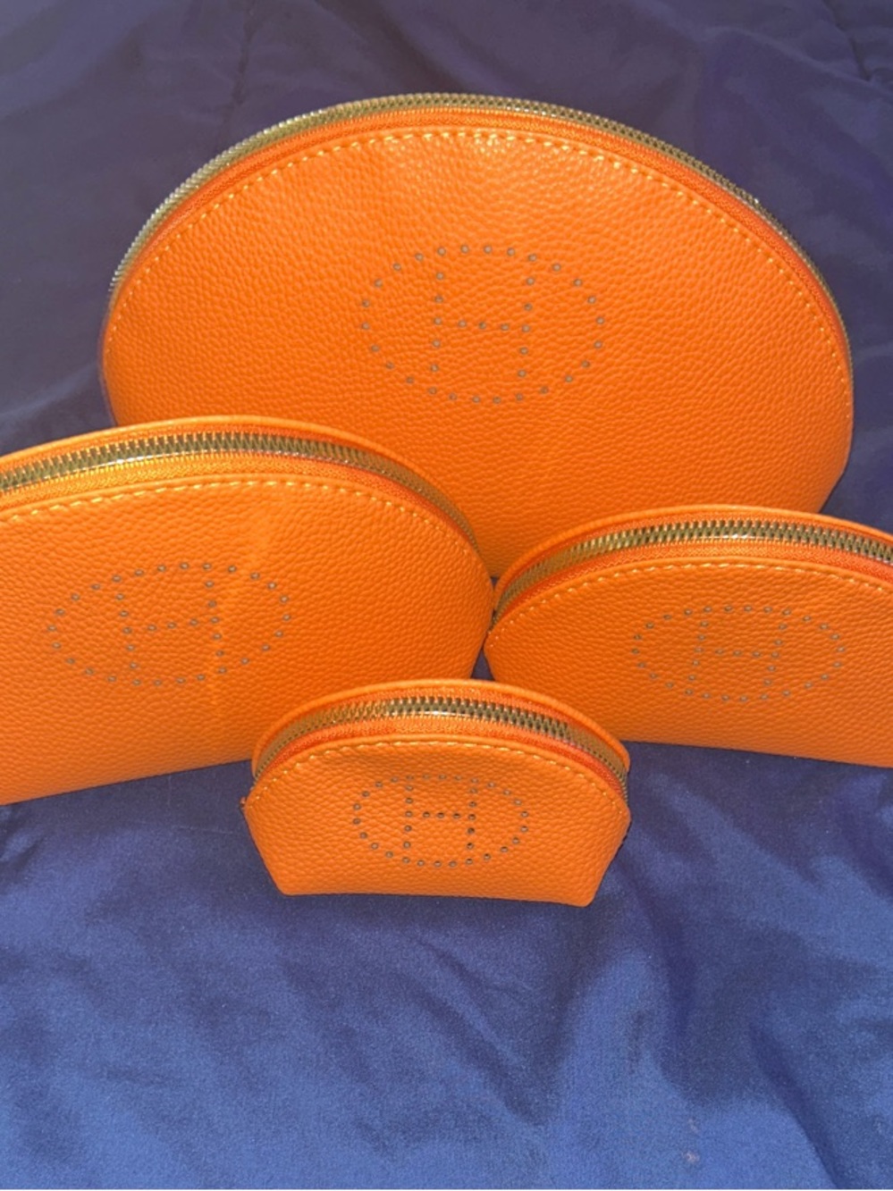 Orange Zip 4 Piece Pouch Set - Accessories